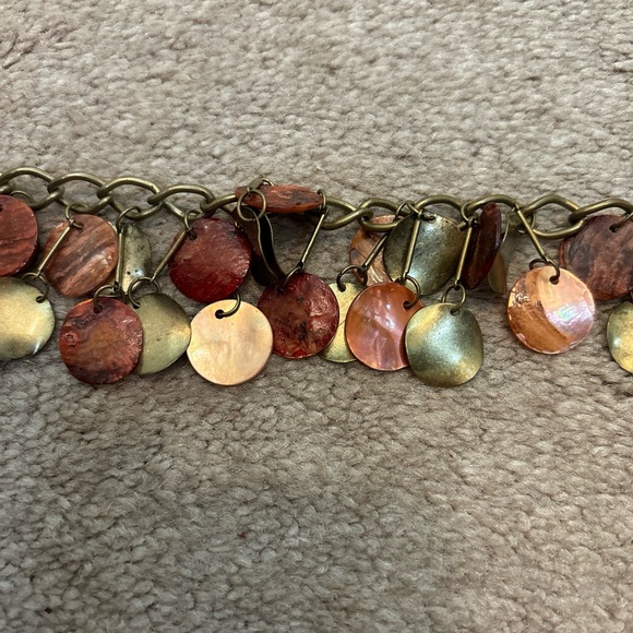 Antique Gold Color BOHO HIPPIE Colored Metal Medallions METAL CHAIN BELT - Picture 2 of 3